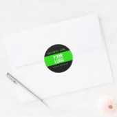 Sticker Rond Votre logo ou image | Noir et vert brillant (Enveloppe)
