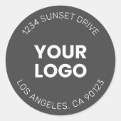 Sticker Rond Votre logo | Simple moderne gris foncé et blanc (Devant)