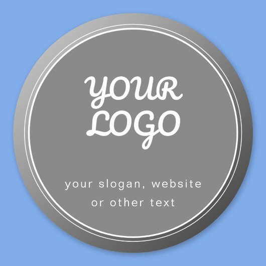 Sticker Rond Votre logo slogan site Web & dégradé gris unique 