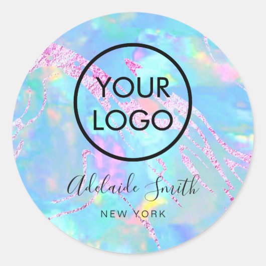 Sticker Rond votre logo sur aqua opal (Devant)