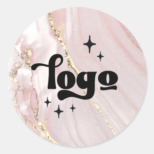 Sticker Rond votre logo sur le marbre rose (Devant)