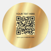 Sticker Rond Votre Logo Texte Personnalisé Code QR Modèle Gold (Devant)