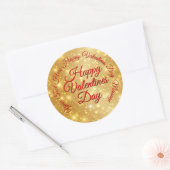 Sticker Rond Votre message de Jour de Valentines Gold de TEXTE (Enveloppe)