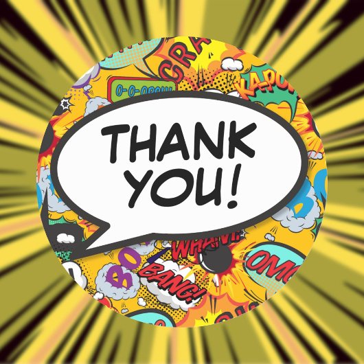 Sticker Rond Votre message de remerciement Speech Bubble Fun Co