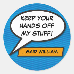 Sticker Rond Votre message Voix Bubble Amusant Retro Comique Li