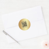 Sticker Rond Votre Modèle de code QR Gold du logo personnalisé (Enveloppe)