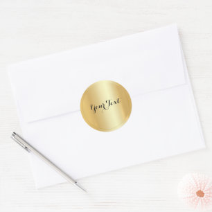 Sticker Rond Votre Modèle de texte personnalisé Glamor Faux Gol