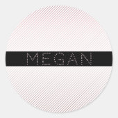 Sticker Rond Votre nom | Blanc fin et Rose subtil Ombre Stripes (Devant)