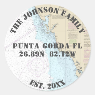 Sticker Rond Votre Nom De Famille Phoques D'Enveloppe Nautique