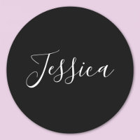 Votre nom | Élégant script blanc sur noir
