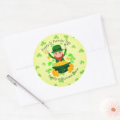 Sticker Rond Votre nom Message Jour de la Saint Patrick Leprech (Enveloppe)