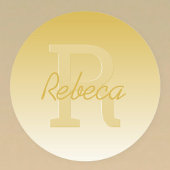 Sticker Rond Votre nom Personnalisable Gold Ombre & Monogram