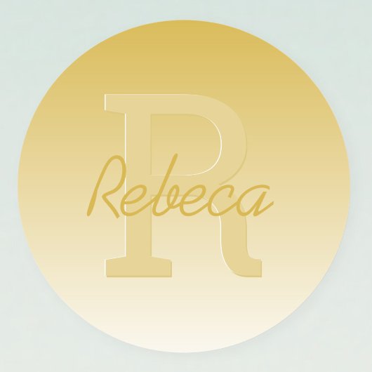 Sticker Rond Votre nom Personnalisable Gold Ombre & Monogram