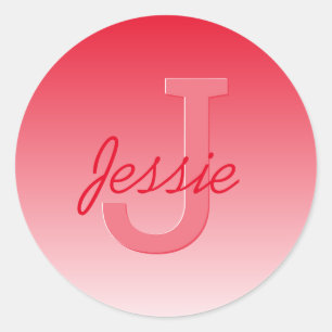 Sticker Rond Votre nom personnalisable rouge ombré et monogramm