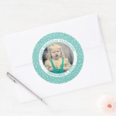Sticker Rond Votre photo 80e Motif de numéro aléatoire| Turquoi (Enveloppe)