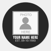 Sticker Rond Votre photo ici Nom et âge (Devant)