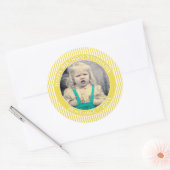 Sticker Rond Votre Photo Simple Stripes Motif Jaune/Blanc (Enveloppe)