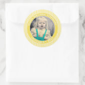 Sticker Rond Votre Photo Simple Stripes Motif Jaune/Blanc (Sac)