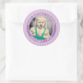 Sticker Rond Votre Photo Simple Stripes Motif Lavande/Blanc (Sac)
