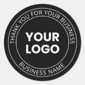 Sticker Rond Votre propre logo et message modifiable Merci (Devant)