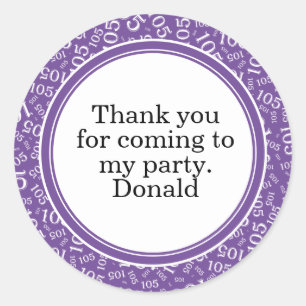 Sticker Rond Votre texte 105ème motif de nombre aléatoire Viole