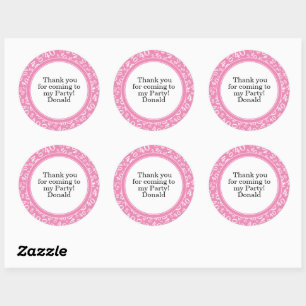 Sticker Rond Votre texte 40ème motif numérique aléatoire Rose/