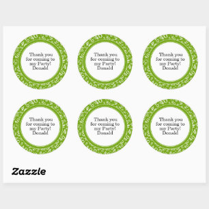 Sticker Rond Votre texte 40ème motif numérique aléatoire Vert/