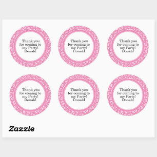 Sticker Rond Votre texte 45ème motif numérique aléatoire Rose/