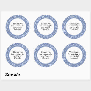 Sticker Rond Votre texte 50ème motif numérique aléatoire bleu/