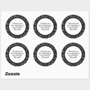 Sticker Rond Votre texte 50ème motif numérique aléatoire Noir/