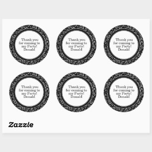Sticker Rond Votre texte 55ème motif numérique aléatoire Noir/