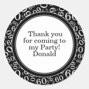Sticker Rond Votre texte 60ème motif numérique aléatoire Noir/