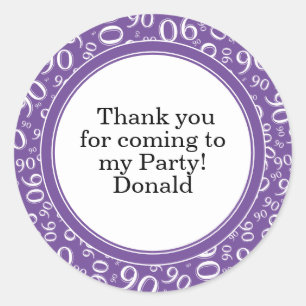 Sticker Rond Votre texte 90ème motif numérique aléatoire viole