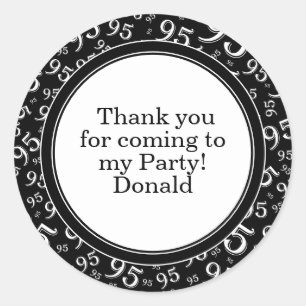 Sticker Rond Votre texte 95ème motif numérique aléatoire Noir/