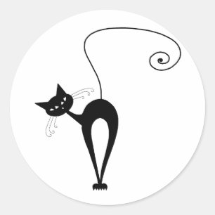 Sticker Rond Votre texte - Black Cat Caractère Pose 8 Poster
