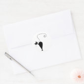 Sticker Rond Votre texte - Caractère Chat Noir Pose 6 (Enveloppe)