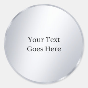 Sticker Rond Votre texte personnalisé Modèle Métal Argenté Glam