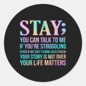 Sticker Rond Votre Vie Est Heureuse Soutien À La Sensibilisatio (Devant)