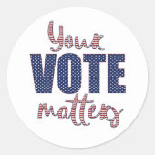 Sticker Rond Votre vote compte les élections aux USA (Devant)