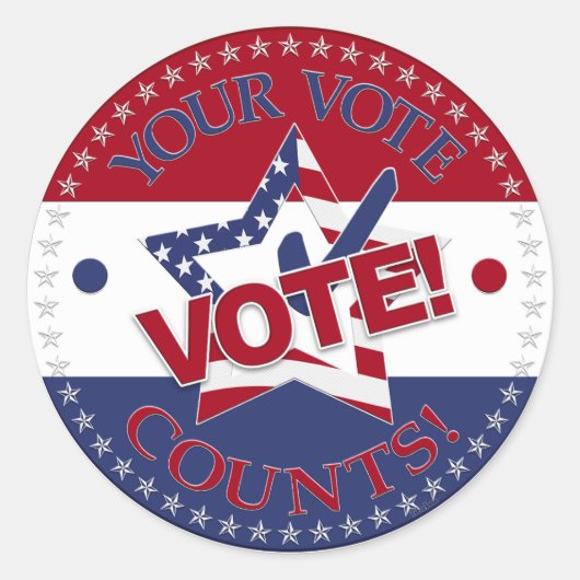 Sticker Rond Votre vote compte VOTE ! Marque de vérification de (Devant)