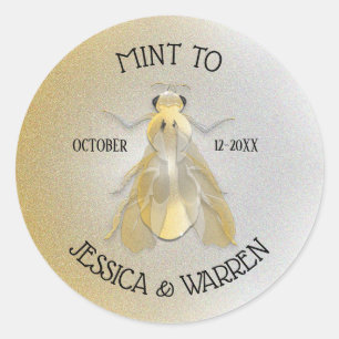 Sticker Rond Voulant Être Gold Bee Coin Mariage Faveur
