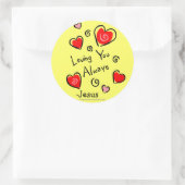 Sticker Rond Vous aimer toujours - Jésus COEUR (Sac)