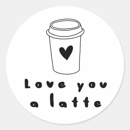 Sticker Rond vous aimer un latte (Devant)