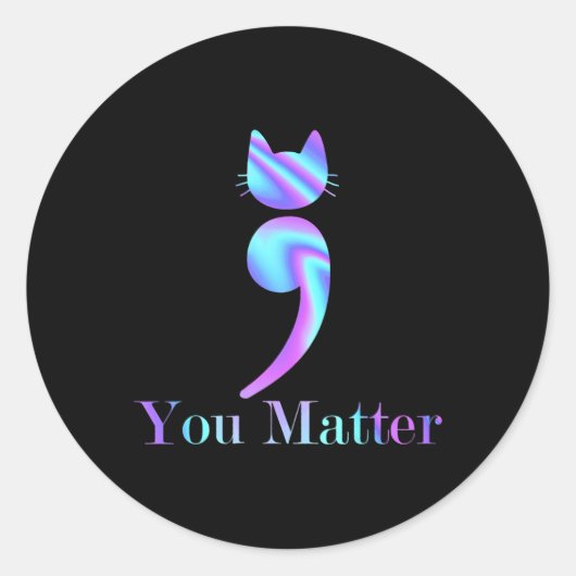 Sticker Rond Vous avez de l'importance Semicolon Chat sensibili (Devant)