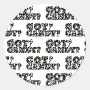 Sticker Rond Vous avez des bonbons? Suceur de crânes noirs et b