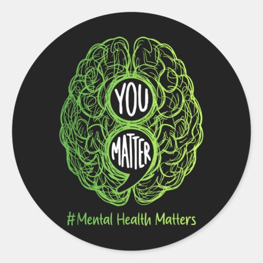 Sticker Rond Vous comptez Green Brain Point-virgule Santé Menta (Devant)