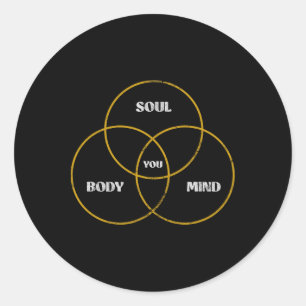 Sticker Rond Vous Corps Âme Esprit Pilates Yoga Méditation Grun