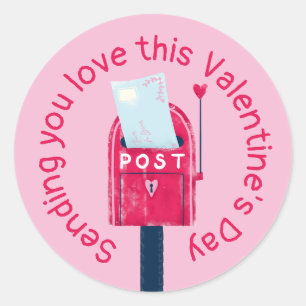 Sticker Rond Vous envoyer votre amour cette boîte aux lettres d