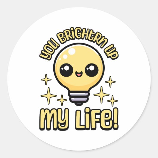 Sticker Rond Vous Épousez Ma Vie ! Jeu d'ampoule mignonne (Devant)