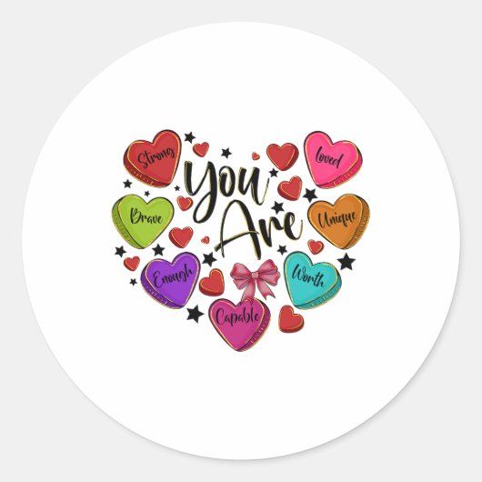 Sticker Rond Vous êtes aimé, digne d'amour, professeur de cœur  (Devant)